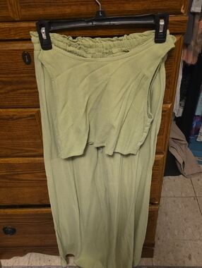 Fashion Nova Light Green Maxi Skirt with Smocked Waist